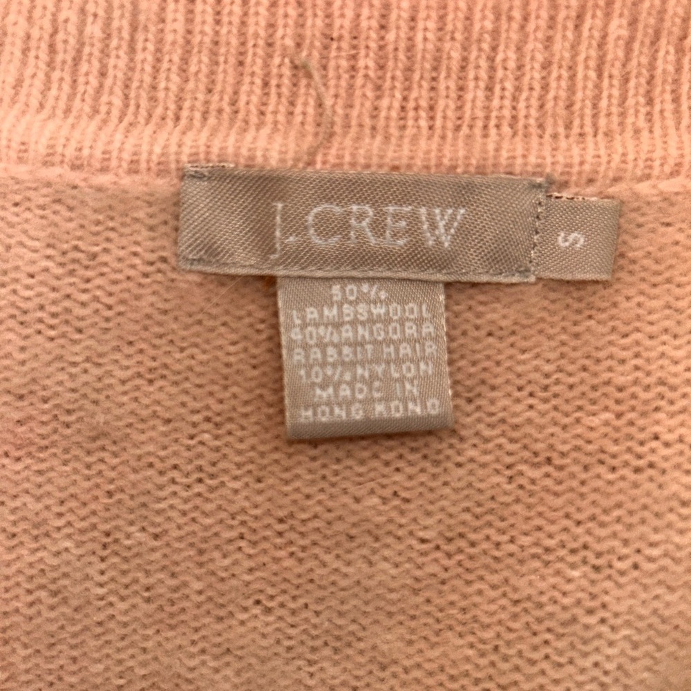 J Crew Lambswool Angora Rabbit Hair Blend Soft Girl Cozy Pink Cardigan Sweater S - Picture 8 of 10